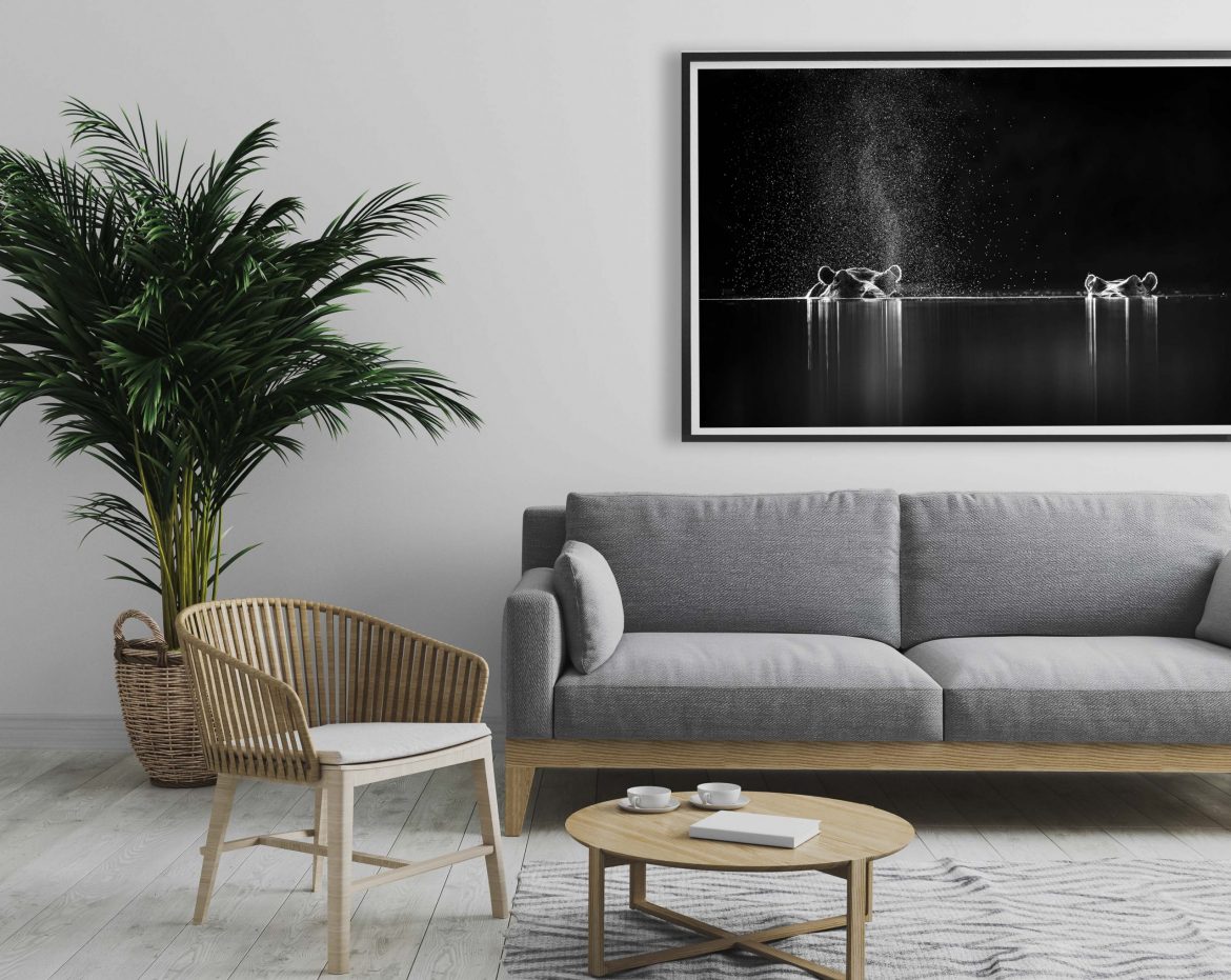 Blank,Horizontal,Picture,Frame,Mockup,In,Modern,Interior,Living,Room