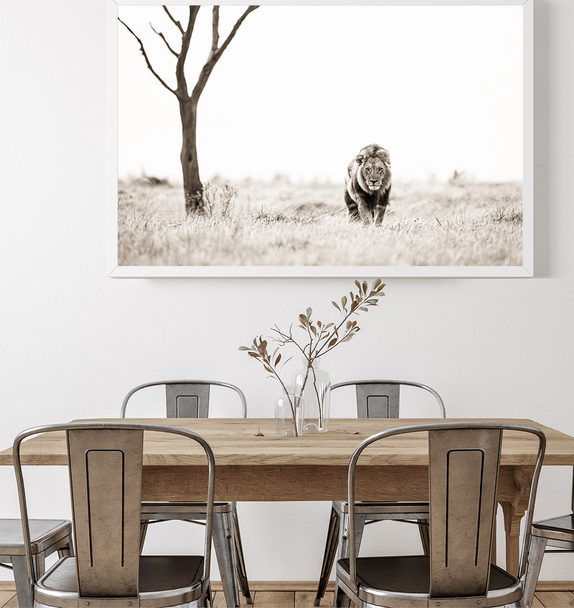 Mockup,Frame,In,Farmhouse,Dining,Room,Interior,,3d,Render